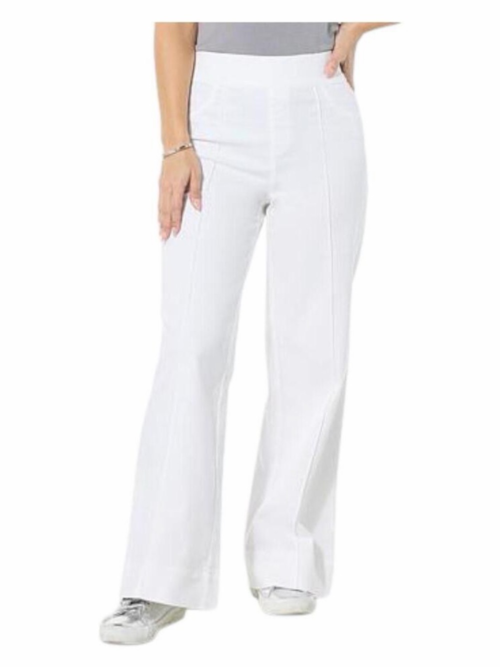 NWOT Nina Leonard Creamy white Wide Leg Pull On Pants Size Large